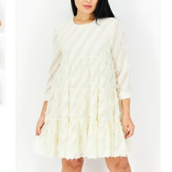 En Saison dress Women large Cream Textured Knee length Romantic - Picture 1 of 10